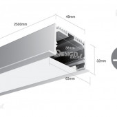 Профиль прямоугольный встраиваемый DesignLed LE6632 для светодиодной ленты 2,5 м