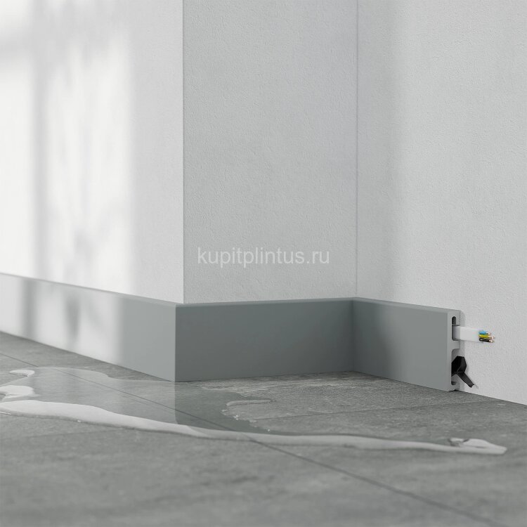 Заказать Напольный плинтус 80 мм SALAG ALPHA Szary AP81M2 гибридный ПВХ серый 2.4 м (80х16х2400 мм) 