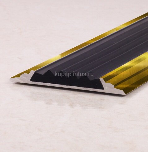 Заказать Порог одноуровневый с резиновой вставкой ПО-46 золото глянец - черный 2,7 м Заказать Порог одноуровневый с резиновой вставкой ПО-46 золото глянец - черный 2,7 м
