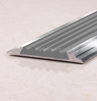 Заказать Порог одноуровневый с резиновой вставкой ПО-46 серебро глянец - серый 2,7 м Заказать Порог одноуровневый с резиновой вставкой ПО-46 серебро глянец - серый 2,7 м