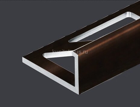 Заказать L-образный профиль алюминиевый 10 мм PV02-11 коричневый блестящий 2,7 м 