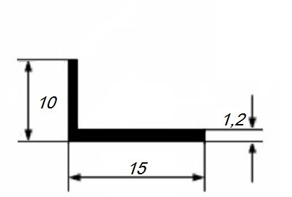 Заказать Уголок из алюминия 10х15х1,2 мм разносторонний 3 м 