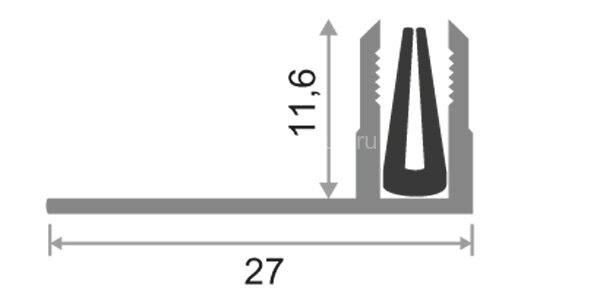 Заказать Монтажная планка ПТО-12 из алюминия с резиновой вставкой 2,7 м 