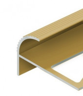 Профиль под плитку для ступеней F-образный 12 мм алюминий PV57-04 Золото матовое 2,7 м