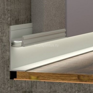 Заказать Алюминиевый плинтус теневой с LED подсветкой с экраном ПО-196 серебро матовое 2,7 м Заказать Алюминиевый плинтус теневой с LED подсветкой с экраном ПО-196 серебро матовое 2,7 м