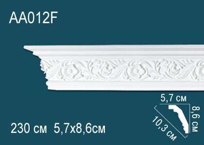 Заказать Потолочный плинтус с орнаментом гибкий Перфект AA012F 86х103х57 мм 2,3 м Заказать Потолочный плинтус с орнаментом гибкий Перфект AA012F 86х103х57 мм 2,3 м