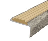 Порог угловой с бежевой резиновой вставкой Д01 КД Дуб пепельный 2,7 м Порог угловой с бежевой резиновой вставкой Д01 КД Дуб пепельный 2,7 м