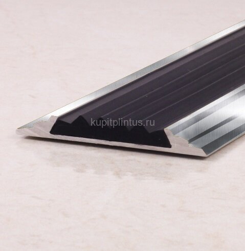Заказать Порог одноуровневый с резиновой вставкой ПО-46 серебро глянец - черный 2,7 м Заказать Порог одноуровневый с резиновой вставкой ПО-46 серебро глянец - черный 2,7 м