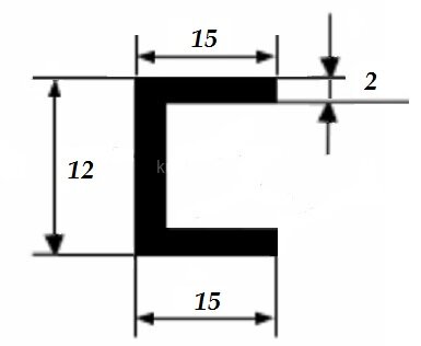 Заказать Швеллер 15х12х15х2 мм из алюминия 3 м Заказать Швеллер 15х12х15х2 мм из алюминия 3 м