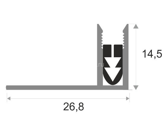 Заказать Монтажная планка с резиновой вставкой для Т-профиля ПТО-13 алюминий 2,7 м Заказать Монтажная планка с резиновой вставкой для Т-профиля ПТО-13 алюминий 2,7 м