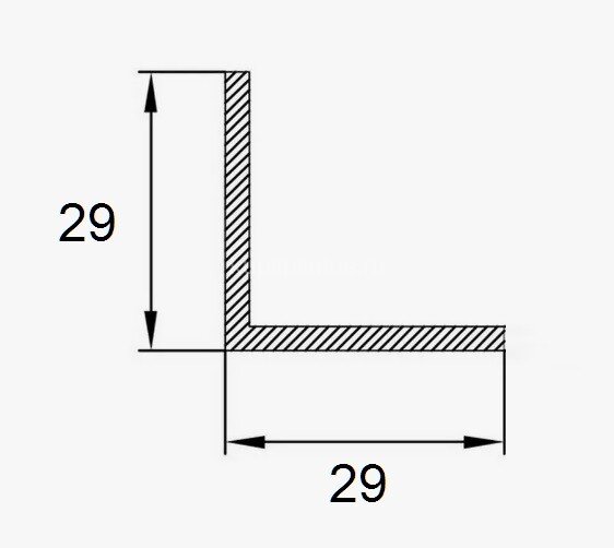 Заказать Алюминиевый уголок 29х29 мм ПБ29х29х1 золото матовое 3 м 