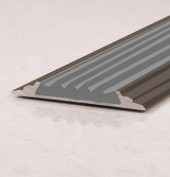 Порог одноуровневый с резиновой вставкой ПО-46 + ПР-30 бронза матовая - серый 2,7 м