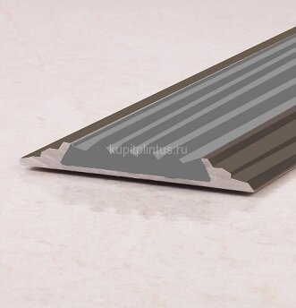 Заказать Порог одноуровневый с резиновой вставкой ПО-46 бронза матовая - серый 2,7 м 