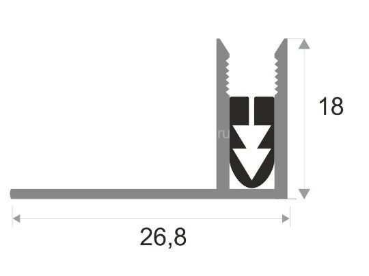 Заказать Монтажная планка с резиновой вставкой для Т-профиля ПТО-18 алюминий 2,7 м Заказать Монтажная планка с резиновой вставкой для Т-профиля ПТО-18 алюминий 2,7 м