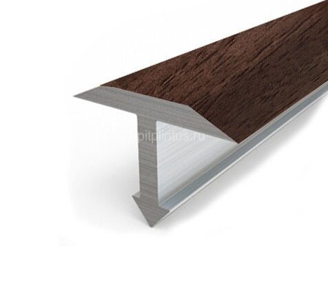 Заказать Декорированный Т-профиль из алюминия Т-18 КД Орех 2,7 м 