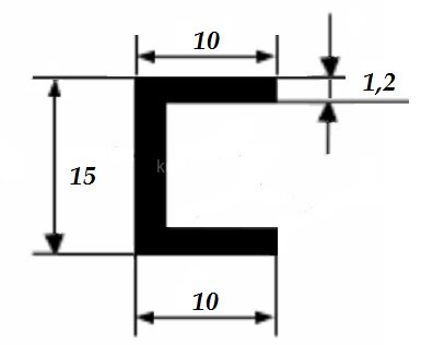 Заказать Швеллер 10х15х10х1,2 мм из алюминия 3 м Заказать Швеллер 10х15х10х1,2 мм из алюминия 3 м