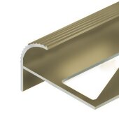 Профиль под плитку для ступеней F-образный 10 мм алюминий PV56-09 Шампань блестящая 2,7 м