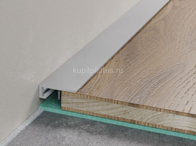 Заказать Алюминиевый микроплинтус щелевой ПО-189 серебро глянец 2,7 м 