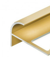 Профиль под плитку для ступеней F-образный 10 мм алюминий PV56-05 Золото блестящее 2,7 м