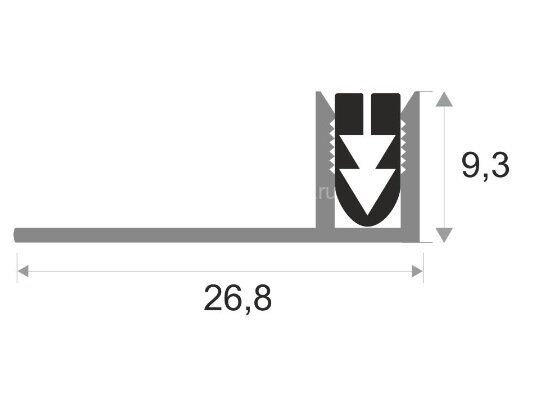 Заказать Монтажная планка с резиновой вставкой для Т-профиля ПТО-9 алюминий 2,7 м 