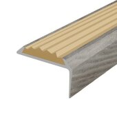 Порог угловой с бежевой резиновой вставкой Д01 КД Дуб арктик 2,7 м