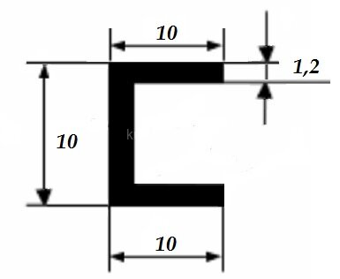 Заказать Швеллер 10х10х10х1,2 мм из алюминия 3 м Заказать Швеллер 10х10х10х1,2 мм из алюминия 3 м