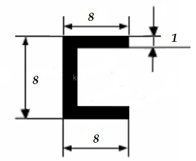 Заказать Швеллер 8х8х8х1 мм из алюминия 3 м 
