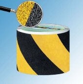 Лента сигнальная абразивная самоклеящаяся противоскользящая Antislip Sistems 100 мм крупная зернистость Желто-черная ролик 18,3м
