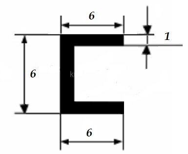 Заказать Швеллер 6х6х6х1 мм из алюминия 3 м Заказать Швеллер 6х6х6х1 мм из алюминия 3 м