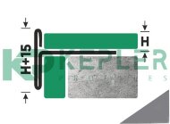 Стальной Т-образный профиль торцевой закладной 15 мм FFT 15 P полированная сталь 2,7 м