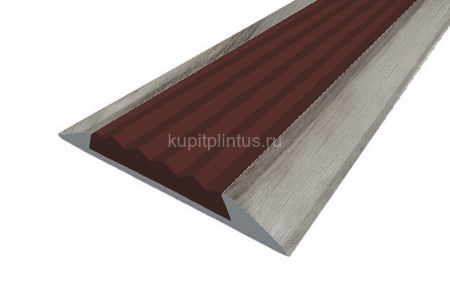 Заказать Порог противоскользящий с коричневой вставкой Д15 Дуб арктик (декорированный) 2,7 м Заказать Порог противоскользящий с коричневой вставкой Д15 Дуб арктик (декорированный) 2,7 м