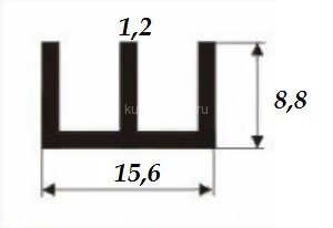Заказать Ш-образный профиль 15,6х8,8х1,2 мм из алюминия 3 м 