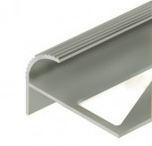 Профиль под плитку для ступеней F-образный 10 мм алюминий PV56-02 Серебро матовое 2,7 м