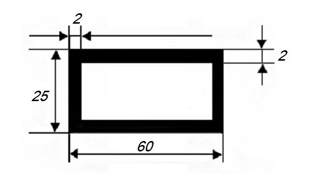 Заказать Бокс прямоугольный 25х60х2 мм из алюминия 3 м 
