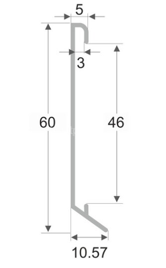 Заказать Алюминиевый плинтус 60 мм для ковролина ПО-194 серебро матовое 2,7 м Заказать Алюминиевый плинтус 60 мм для ковролина ПО-194 серебро матовое 2,7 м