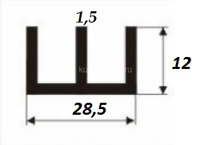 Заказать Профиль Ш-образный алюминиевый 28,5х12х1,5 мм для панелей 3 м Заказать Профиль Ш-образный алюминиевый 28,5х12х1,5 мм для панелей 3 м