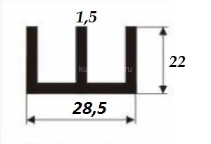 Заказать Профиль Ш-образный алюминиевый 28,5х22х1,5 мм для панелей 3 м Заказать Профиль Ш-образный алюминиевый 28,5х22х1,5 мм для панелей 3 м