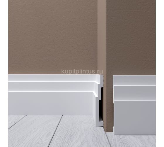 Заказать Напольный плинтус 100х15 мм Де-Багет XPS Polymer Н 11 белый из ударопрочного полимера 2м 