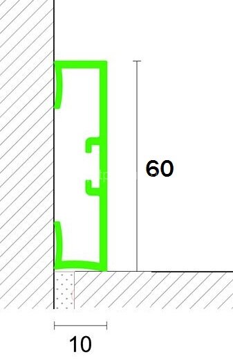 Заказать Алюминиевый плинтус напольный 60х10 мм Евротрим C-60 4037 матовое серебро 2,95 м Заказать Алюминиевый плинтус напольный 60х10 мм Евротрим C-60 4037 матовое серебро 2,95 м
