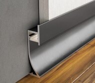 Алюминиевый плинтус напольный под LED подсветку 71 мм ПТ-71 LED черный (профиль и экран) 3 м