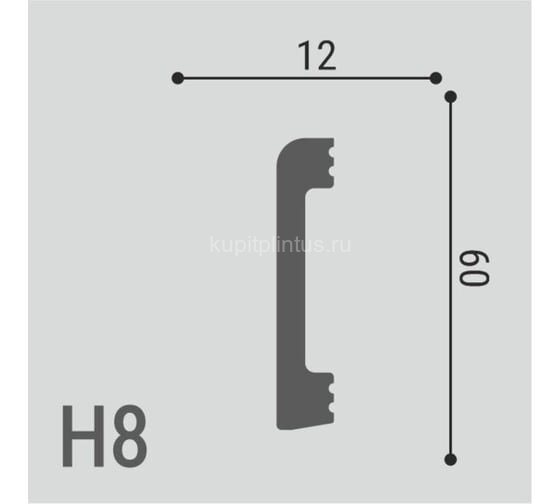 Заказать Напольный плинтус 60х12 мм Де-Багет XPS Polymer Н 8 белый из ударопрочного полимера 2м 