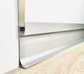 Алюминиевый плинтус напольный под LED подсветку 68 мм ПТ-68 LED серебро (профиль и экран) 3 м Алюминиевый плинтус напольный под LED подсветку 68 мм ПТ-68 LED серебро (профиль и экран) 3 м