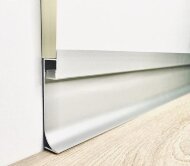Алюминиевый плинтус напольный под LED подсветку 68 мм ПТ-68 LED серебро (профиль и экран) 3 м