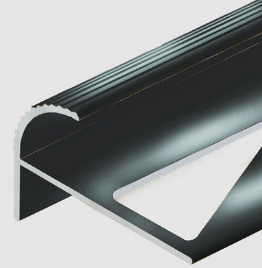 Заказать Алюминиевый профиль F-образный для ступеней 12 мм PV57-19 черный блестящий 2,7 м 