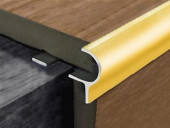 Алюминиевый F-профиль для ступеней 10 мм с рифлением PV50-13 песок блестящий 2,7 м