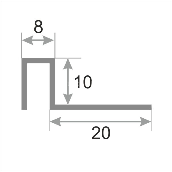 Заказать Стальной П-профиль закладной 8х10 мм SBP017-10H SGB серебро глянец браш 2,7м 