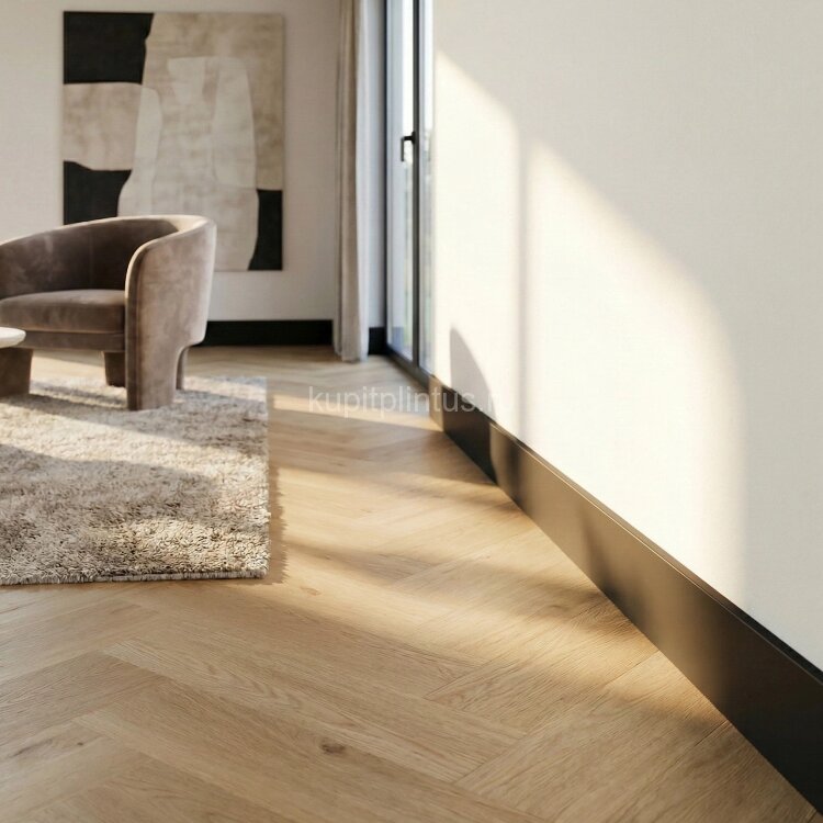 Заказать Напольный плинтус 100 мм SALAG ALPHA Czarny AP11F3 гибридный ПВХ черный 2.4 м (100х18х2400 мм) 