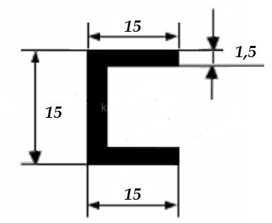 Заказать Швеллер из анодированного алюминия 15х15х15х1,5 мм Серебро 3 м Заказать Швеллер из анодированного алюминия 15х15х15х1,5 мм Серебро 3 м