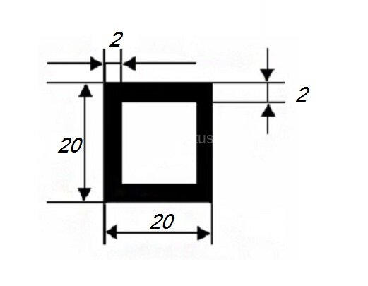 Заказать Бокс квадратный 20х20х2 мм из алюминия 3 м 