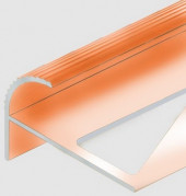 Алюминиевый профиль F-образный для ступеней 12 мм PV57-15 розовый блестящий 2,7 м